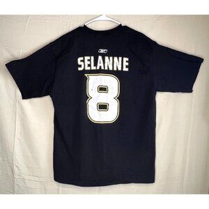 Anaheim Ducks Teemu Selanne Reebok Black T-Shirt Hall Of Fame NHL Hockey #8 XL